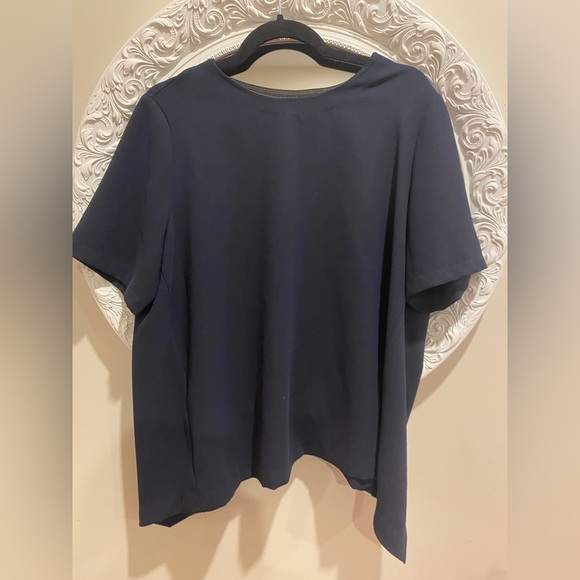 Zara navy blue workwear short sleeve top - Picture 1 of 3